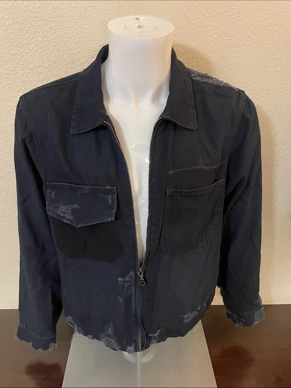 Zara Washed Black Utility Zip Jacket